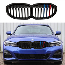 Carica l'immagine nel visualizzatore di Gallery, Griglie anteriori per BMW 1 F40 19+ M stile Tri-colore nere lucide 1 pezzo