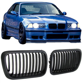 Griglie anteriori per BMW 3 E36 96-99 Nero opaco con 11 linee 2 pezzi