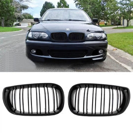 Griglie anteriori per BMW 3 E46 02-05 berlina/Touring M4 stile con doppio griglia nere lucide 2 pezzi