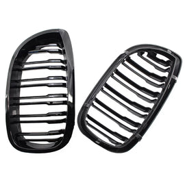 Griglie anteriori per BMW 3 E46 03-06 Coupe/Cabrio M4 stile con doppio griglia 4D nere lucide 2 pezzi