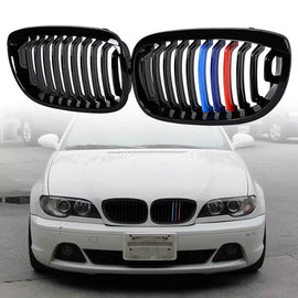 Griglie anteriori per BMW 3 E46 03-06 Coupe/Cabrio Tri-colore / nere lucide 2 pezzi