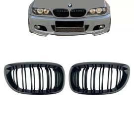 Griglie anteriori per BMW 3 E46 03-06 Coupe/Cabrio M4 stile con doppio griglia nere lucide 2 pezzi
