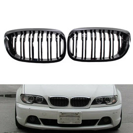 Griglie anteriori per BMW 3 E46 03-06 Coupe/Cabrio M4 stile con doppio griglia 4D nere lucide 2 pezzi