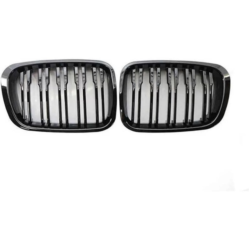 Griglie anteriori per BMW 3 E46 99-01 berlina/Touring/compatto M4 stile con doppio griglia nere lucide 2 pezzi