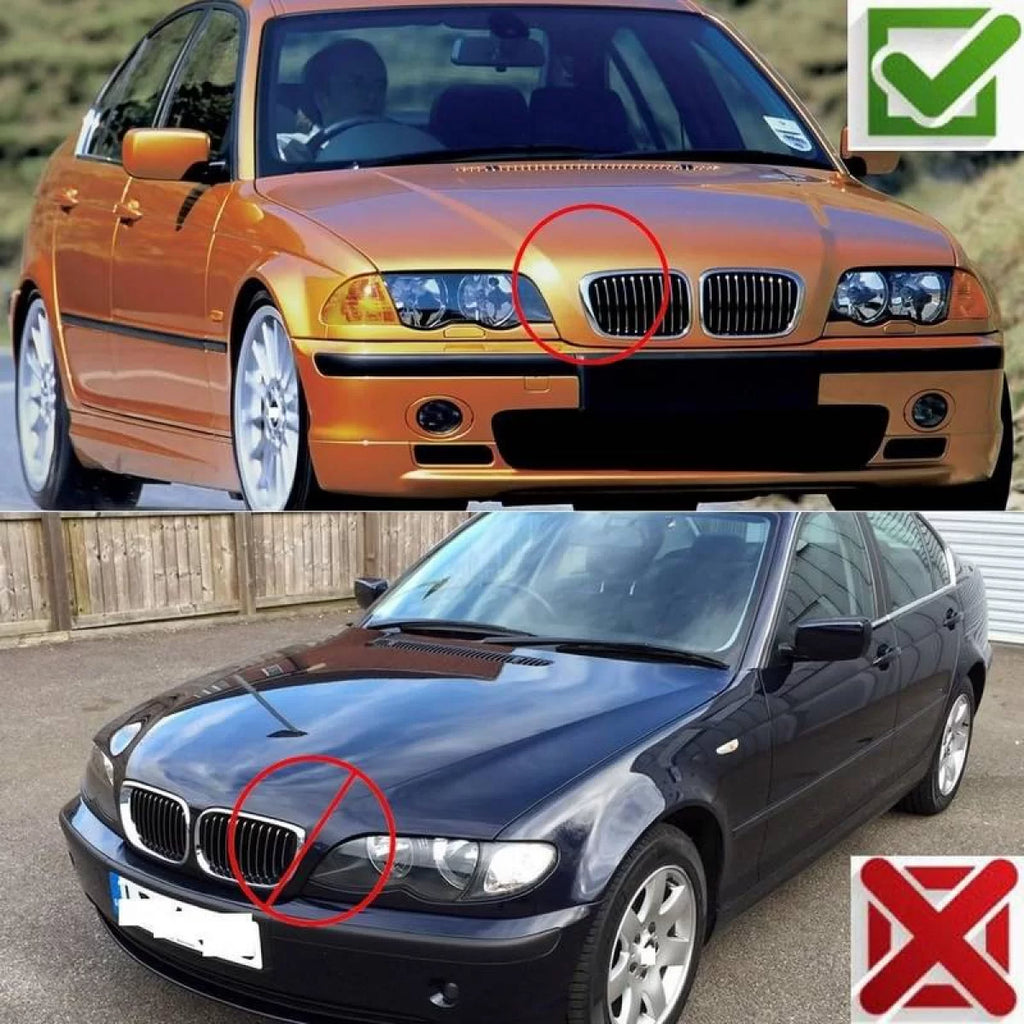 Griglie anteriori per BMW 3 E46 99-01 berlina/Touring/compatto M4 stile con doppio griglia nere lucide 2 pezzi
