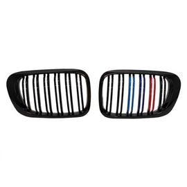 Griglie anteriori per BMW 3 E46 99-03 Coupe/Cabrio M4 stile con doppio griglia Tri-colore / nere lucide 2 pezzi