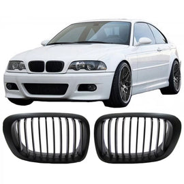 Griglie anteriori per BMW 3 E46 99-03 Coupe/Cabrio Nero opaco con 10 linee 2 pezzi