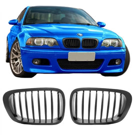Griglie anteriori per BMW 3 E46 99-03 Coupe/Cabrio Nero opaco con 8 linee 2 pezzi