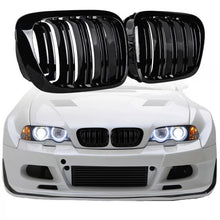 Griglie anteriori per BMW 3 E46 99-03 Coupe/Cabrio M4 stile con doppio griglia nere lucide 2 pezzi