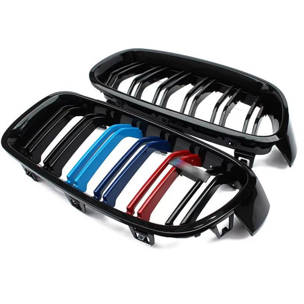 Griglie BMW Serie 3 F30 F31 2011-2018 stile M4 tricolore nere lucide