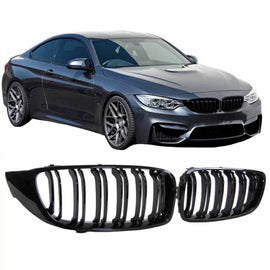 Griglie anteriori per BMW 4 F32 / F33 / F36 13-16 M4 stile con doppio griglia nere lucide 2pcs