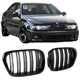 Griglie anteriori per BMW 5 E39 96-03 M4 stile con doppio griglia nere lucide 2 pezzi