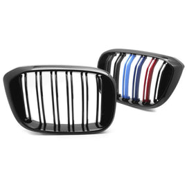 Griglie anteriori per BMW X3 G01 17-21 X4 G02 Sport stile con doppio griglia Tri-colore nere lucide con 6 griglie 2