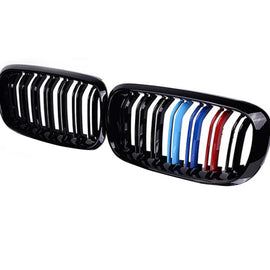 Griglie anteriori per BMW X5 F15 / X6 F16 13-18 M4 stile con doppio griglia Tri-colore nere lucide 2 pezzi