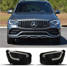 Anteriore Set fari anteriori per Mercedes-Benz GLC C253/X253 conversione allo stile restyling stile 2020-2021 nero Full