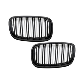 Anteriore Griglie a doppio rene per BMW X5 E70 X6 E71 (2007-2014) Doppia lamella M design nere lucide