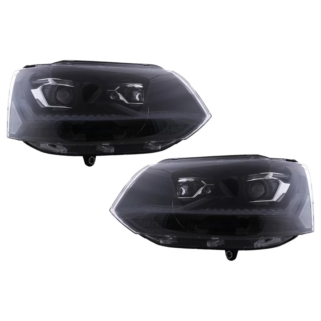 DRL fari anteriori Full LED per VW Transporter Caravelle Multivan T5.1 restyling (2010-2015) nero