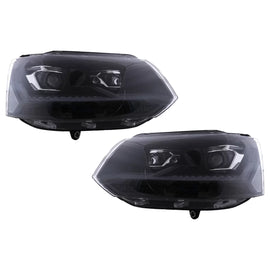 DRL fari anteriori Full LED per VW Transporter Caravelle Multivan T5.1 restyling (2010-2015) nero