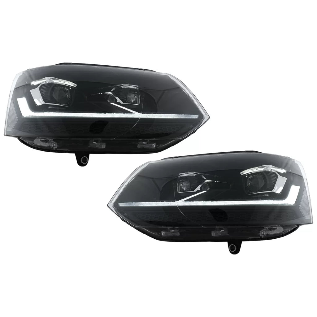 DRL fari anteriori Full LED per VW Transporter Caravelle Multivan T5.1 restyling (2010-2015) nero