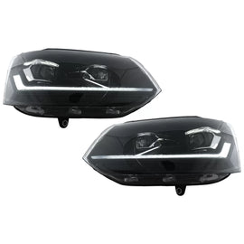 DRL fari anteriori Full LED per VW Transporter Caravelle Multivan T5.1 restyling (2010-2015) nero