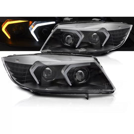 Fari anteriori neri compatibile BMW E90/E91 05-08 Full LED