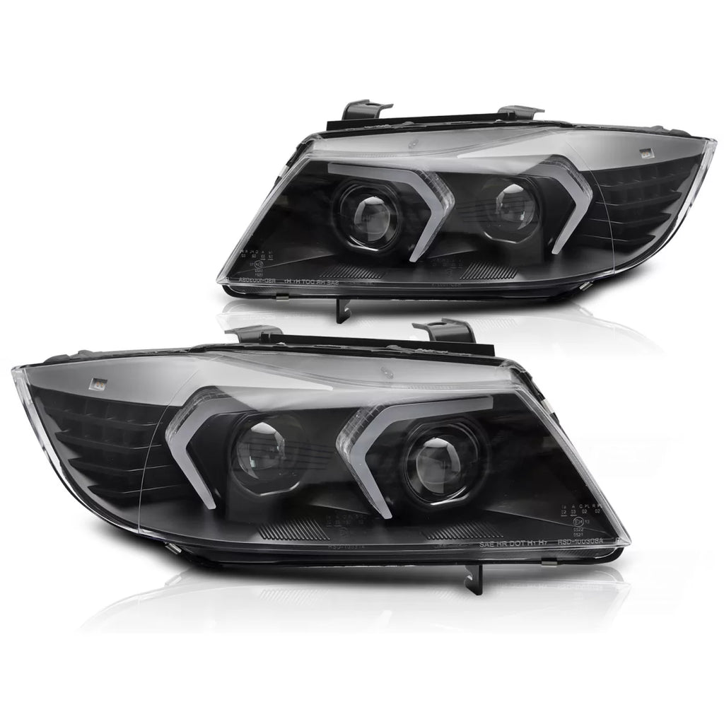 Fari anteriori neri compatibile BMW E90/E91 05-08 Full LED
