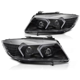 Fari anteriori neri compatibile BMW E90/E91 05-08 Full LED