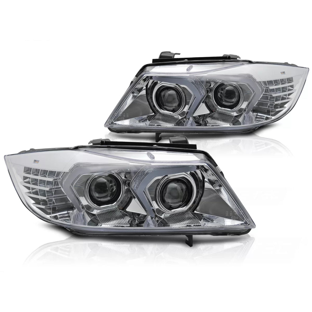 Fari anteriori cromati compatibile BMW E90/E91 05-08 Full LED