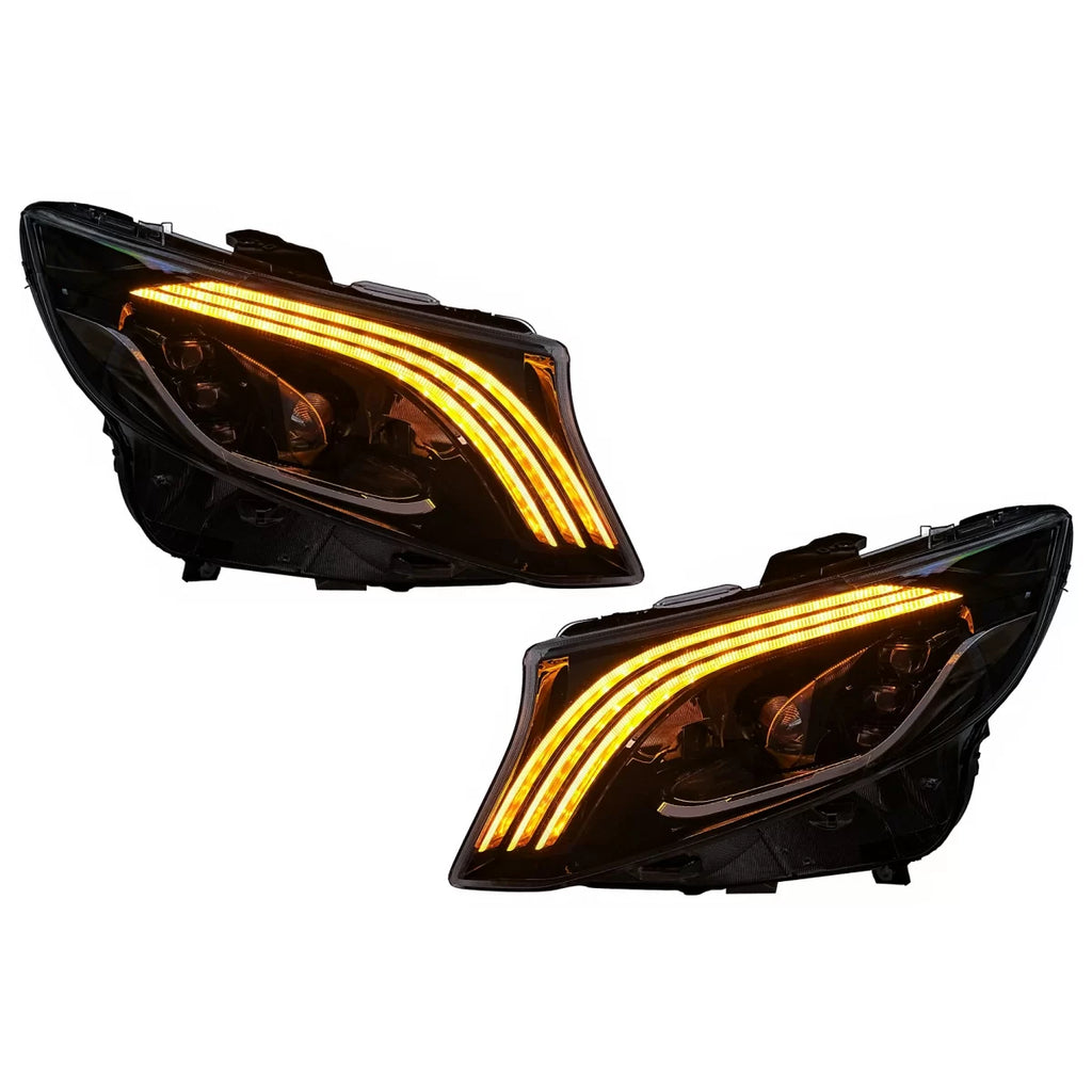 Fari anteriori Full LED per Mercedes Classe V Vito W447 (2014-2024) nero dinamico Indicatori di direzione