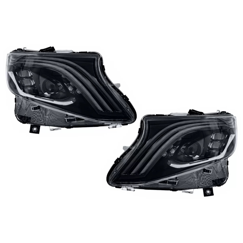 Fari anteriori Full LED per Mercedes Classe V Vito W447 (2014-2024) nero dinamico Indicatori di direzione