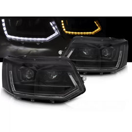 Fari anteriori a guida di luce T6 stile nero DRL SEQ compatibile VW T5 10-15 Full LED