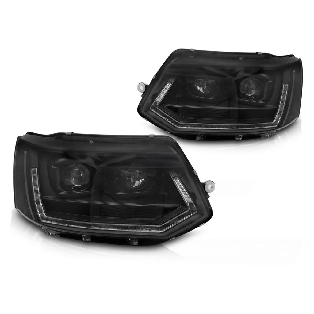 Fari anteriori a guida di luce T6 stile nero DRL SEQ compatibile VW T5 10-15 Full LED