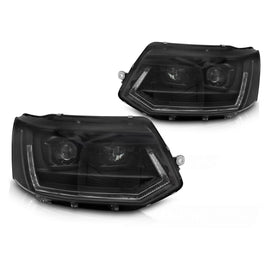 Fari anteriori a guida di luce T6 stile nero DRL SEQ compatibile VW T5 10-15 Full LED