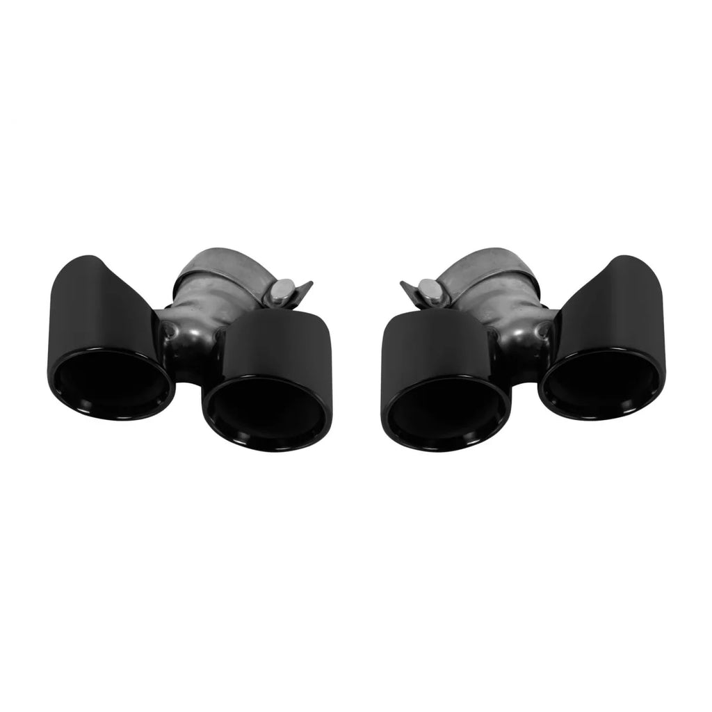 Nero lucido rotondo Terminali di scarico set per Porsche 911 991 2016-2019