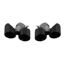 Nero lucido rotondo Terminali di scarico set per Porsche 911 991 2016-2019