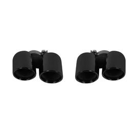 Nero lucido rotondo Terminali di scarico set per Porsche 911 991 2011-2016