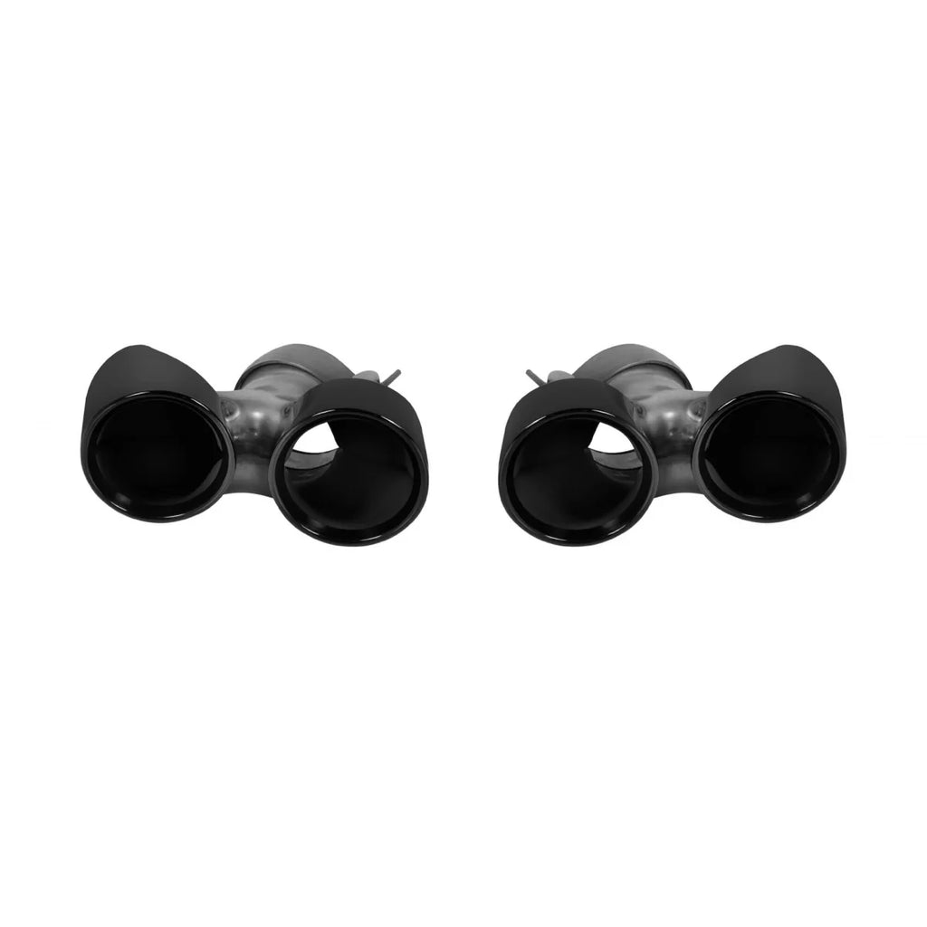 Nero lucido rotondo Terminali di scarico set per Porsche 911 991 2016-2019