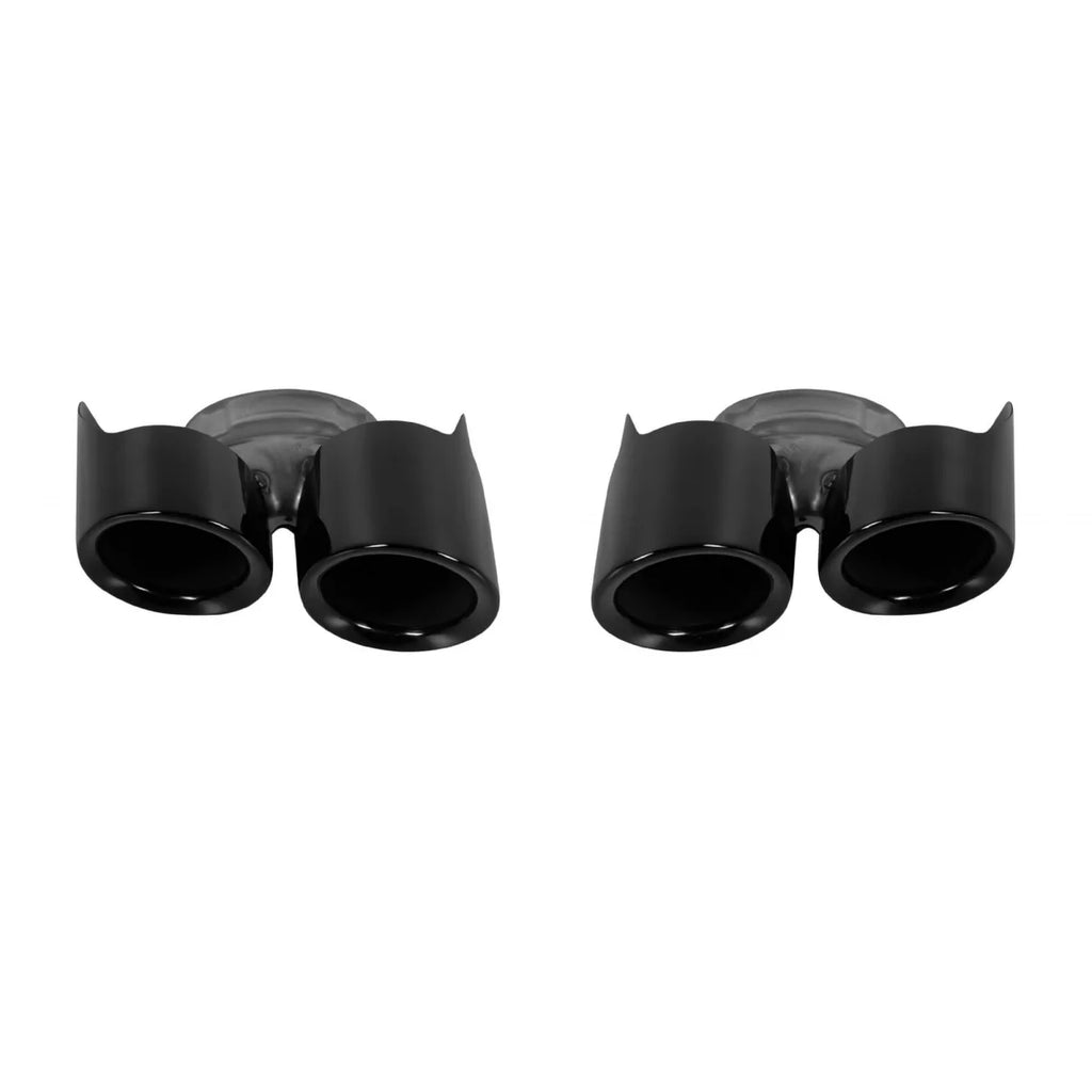 Nero lucido rotondo GT-stile Terminali di scarico set per Porsche Panamera 2014-2016