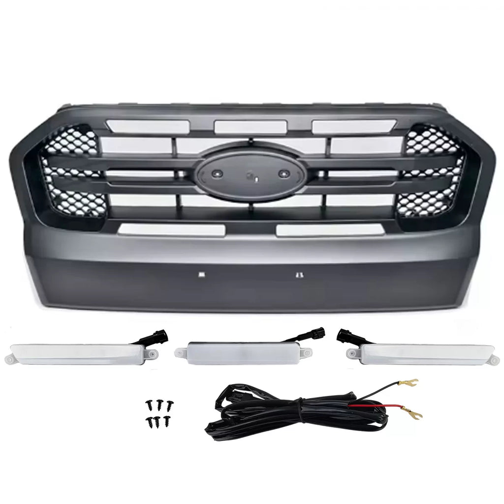 Griglia con LED nero con doppio Bar compatibile Ford Ranger T7 16-19