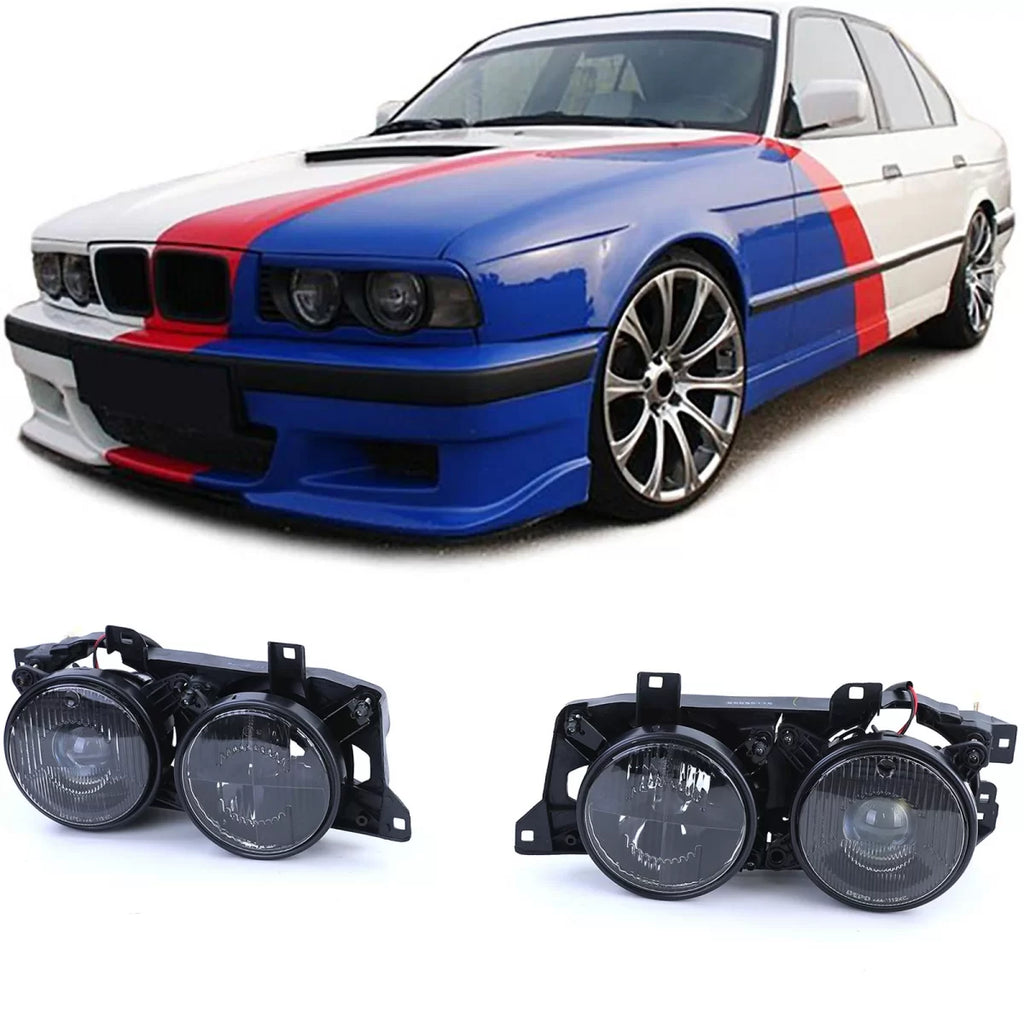 Faro anteriore nero fumé set compatibile Serie 5 BMW E34 88-95 Serie 7 E32 88-94