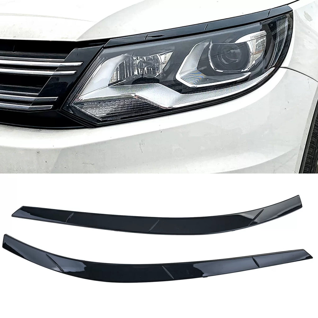 Faro anteriore coperture nero lucido compatibile per VW Tiguan I 5N restyling 2011-2016