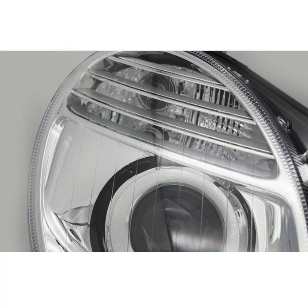 Faro anteriore destro per Mercedes-Benz Classe E W211 06-09 cromato restyling H7/H7 con motorino TYC