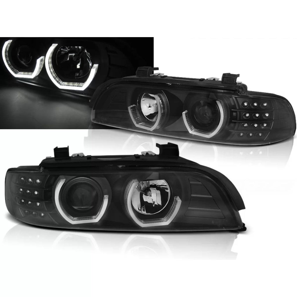 Fari anteriori Angel Eyes 3D nero compatibile BMW E39 09.95-06.03