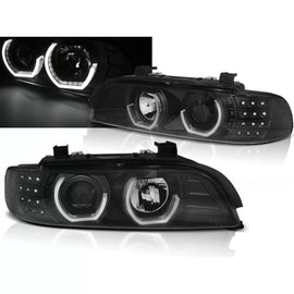Fari anteriori Angel Eyes 3D nero compatibile BMW E39 09.95-06.03