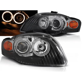 Fari anteriori Angel Eyes nero compatibile AUDI A4 B7 11.04-03.08