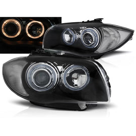 Fari anteriori Angel Eyes nero compatibile BMW 1 E87/E81/82/88 04-11