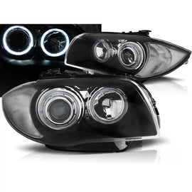 Fari anteriori Angel Eyes nero compatibile BMW 1 E87/E81/82/88 04-11