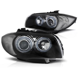 Fari anteriori Angel Eyes nero compatibile BMW 1 E87/E81/82/88 04-11