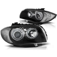 Carica l'immagine nel visualizzatore di Gallery, Fari anteriori Angel Eyes nero compatibile BMW 1 E87/E81/82/88 04-11