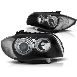 Fari anteriori Angel Eyes nero compatibile BMW 1 E87/E81/82/88 04-11
